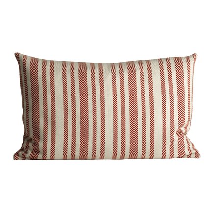 Thick herringbone woven cushion with stripes, 50 x 75 cm, red