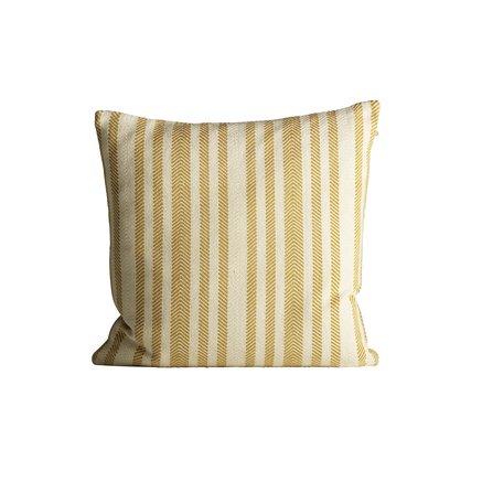xThick herringbone woven cushion with stripes, 50 x 50 cm, curry