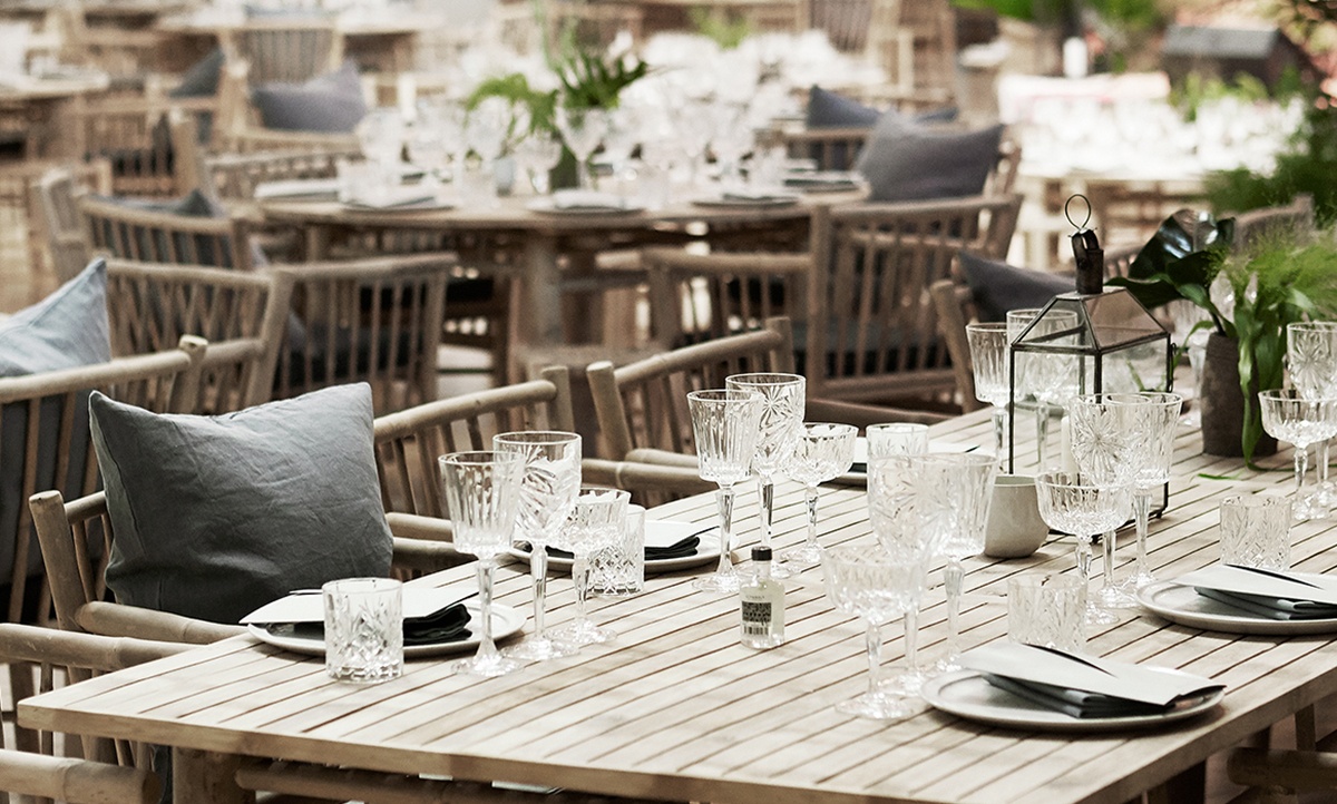 scorpios mykonos - a beach bar decorated with tinekhome bamboo furniture