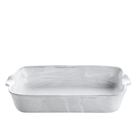 Ovenproof, running glaze, rect. dish, 40x26x7,5, white