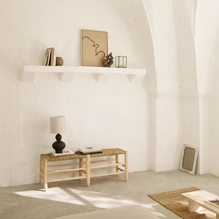 BÆNK | EUKALYPTUS TRÆ OG PALMEBLADE | 138 CM