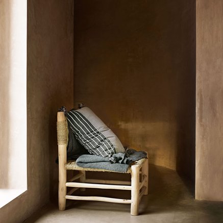 Chair in palm leaf/wood, 60 x 58 x H 75 cm