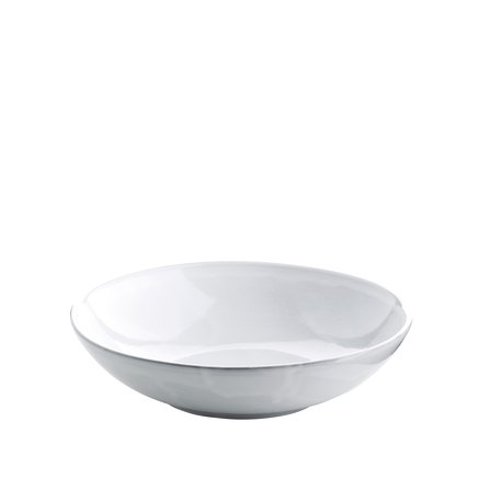 Ceramic pasta bowl, D25, running glaze, white