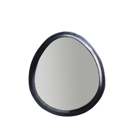 Egg shaped mirror in oxidized brass frame, size L