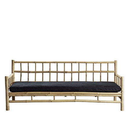 Bambus lounge sofa med mørkegrå hynde