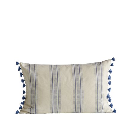 Cushion cover, w. tassels, 40x60 cm, bomuld, blue