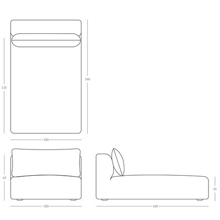 SOFA MODULE | BARBAT GREY | 160 cm