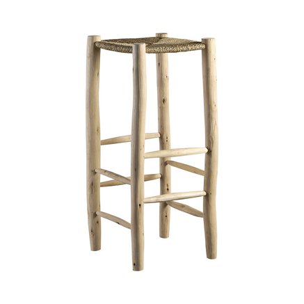 Bar stool in palm leaf/wood, 35 x 35 x H 80 cm