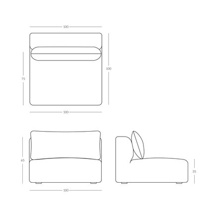 SOFA MODULE | MOSS SAND | 100 cm
