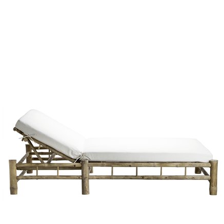 Bamboo double sunbed with white mattress