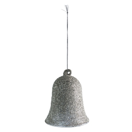 GLITTER JULEKLOKKE | SØLV | H 10 CM