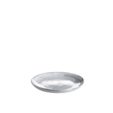 Ceramic plate, running glaze, D15, white