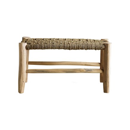 BENCH | EUCALYPTUS WOOD AND PALM LEAVES | H 30 CM