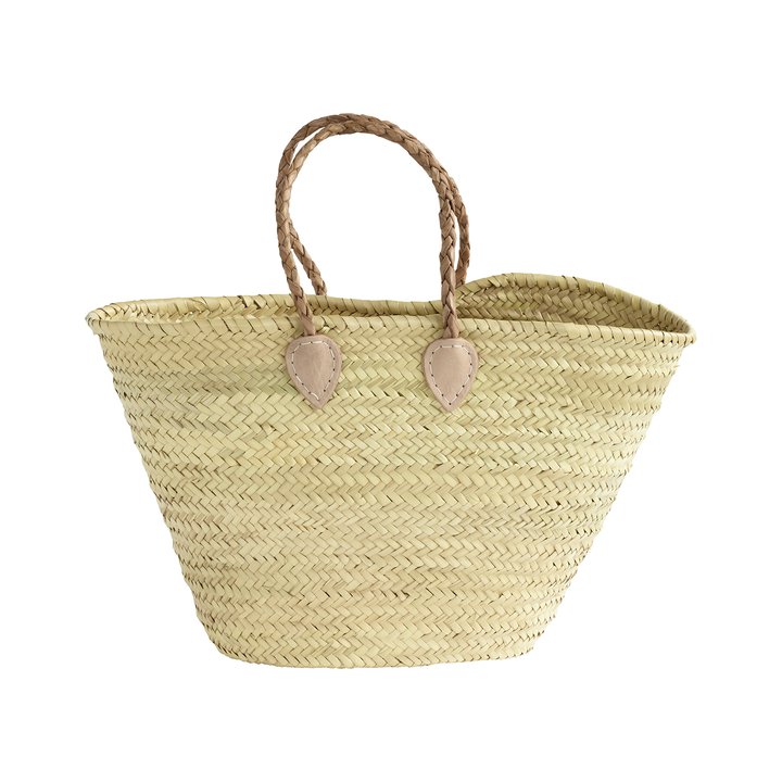 Basket with leather handles for shopping or beach trip | Products ...