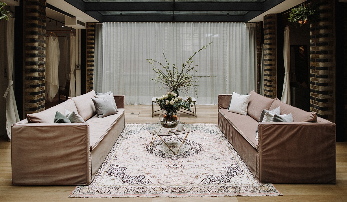 Grace Loves Lace London Showroom decorated with tine k home soft furniture