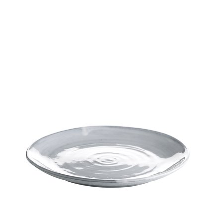 Ceramic plate, running glaze, D21, white