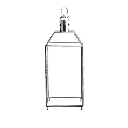 Simple sqaure glass lantern in white silver, size M