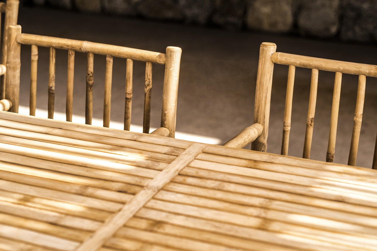 Bamboo dining table and bamboo dining table chairs