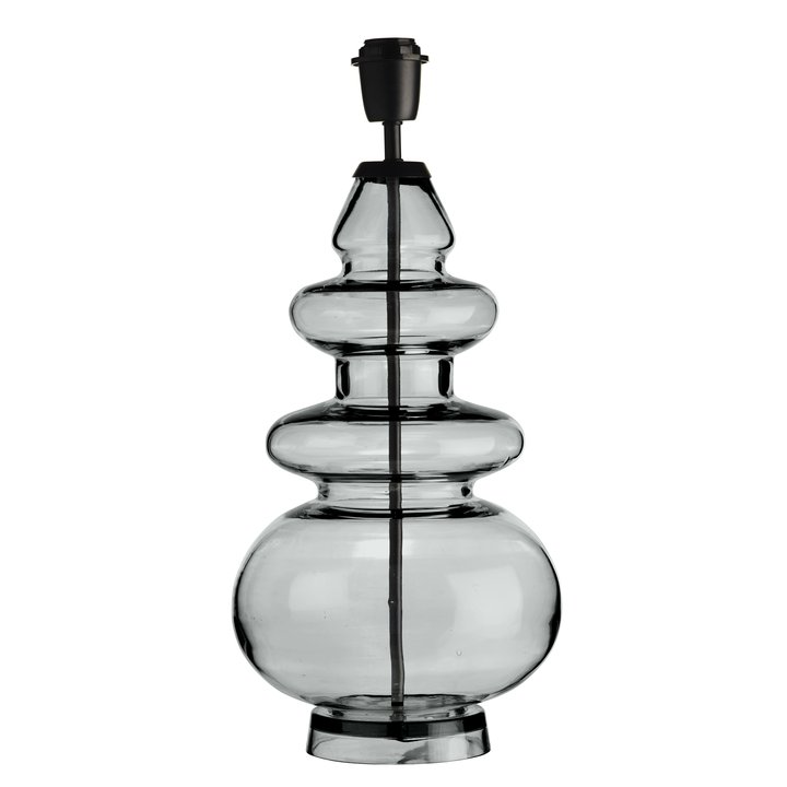 Glas lampe m. sort top, D 23 x H 54 cm, grå