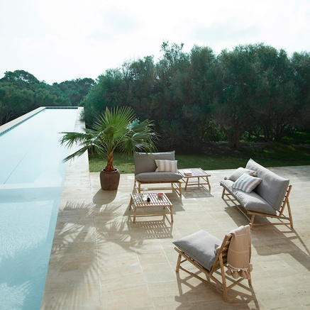 BAMBOO LOUNGE CHAIR | GREY CUSHION