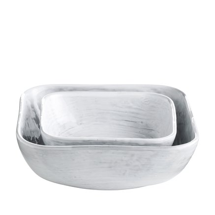 Ceramic dish, handmade, set of 2, white