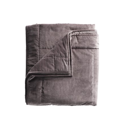 Blanket in velvet, 130 x 200, grey