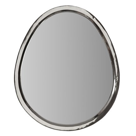 Egg shaped mirror with white silver frame, size XXL