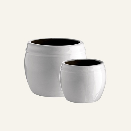 POT M | WHITE GLAZED | SET OF 2
